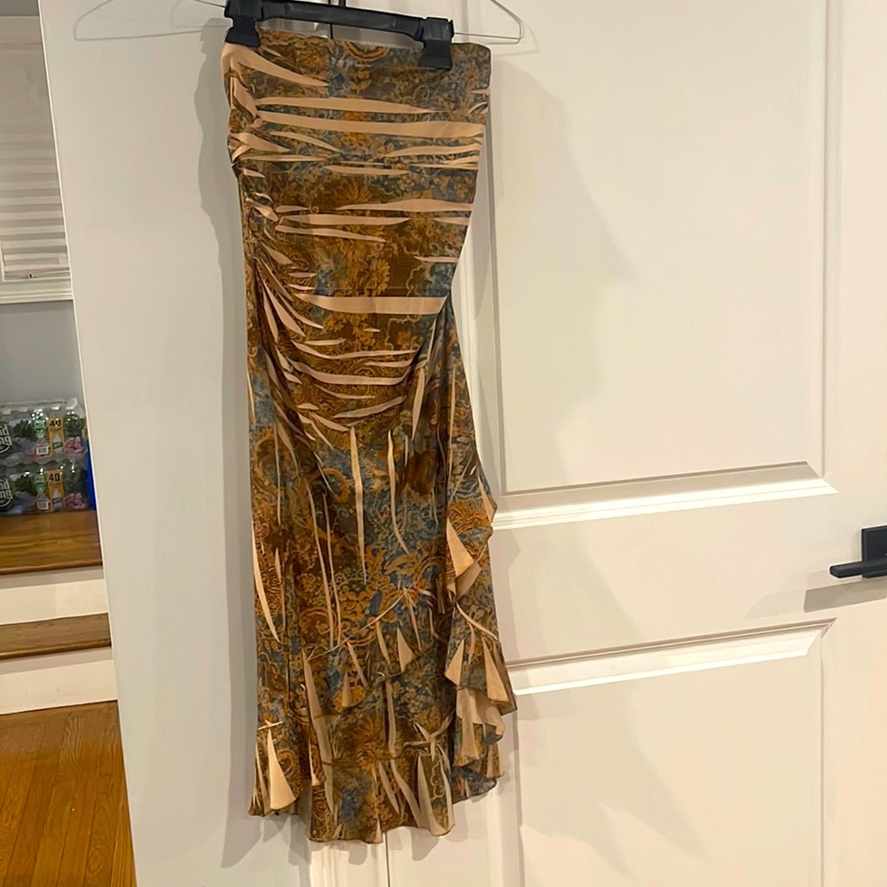 Strapless Vintage Neutral Safari Dress